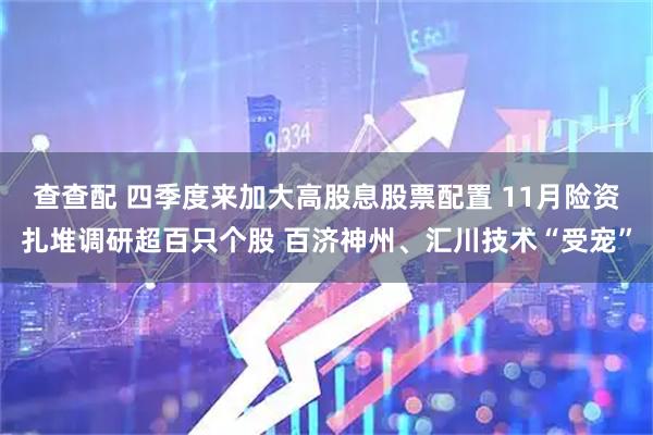 查查配 四季度来加大高股息股票配置 11月险资扎堆调研超百只个股 百济神州、汇川技术“受宠”